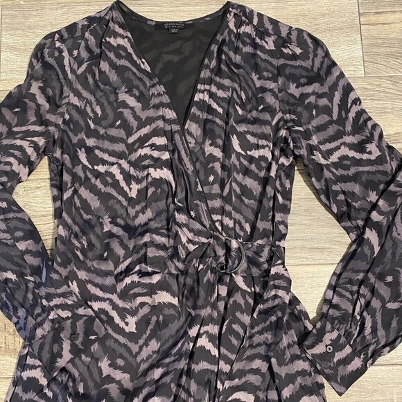 All Saints Women’s Size 8 Irina Remix Jumpsuit Animal Print Romper Long Sleeve - Picture 6 of 16